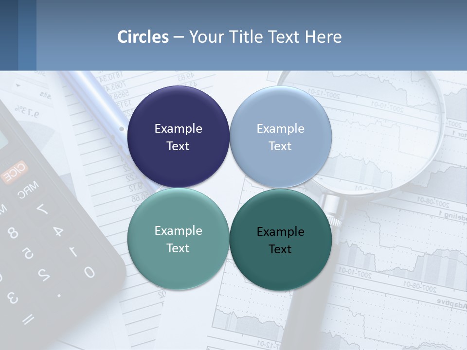 A Magnifying Glass Sitting On Top Of A Desk Next To A Calcula PowerPoint Template