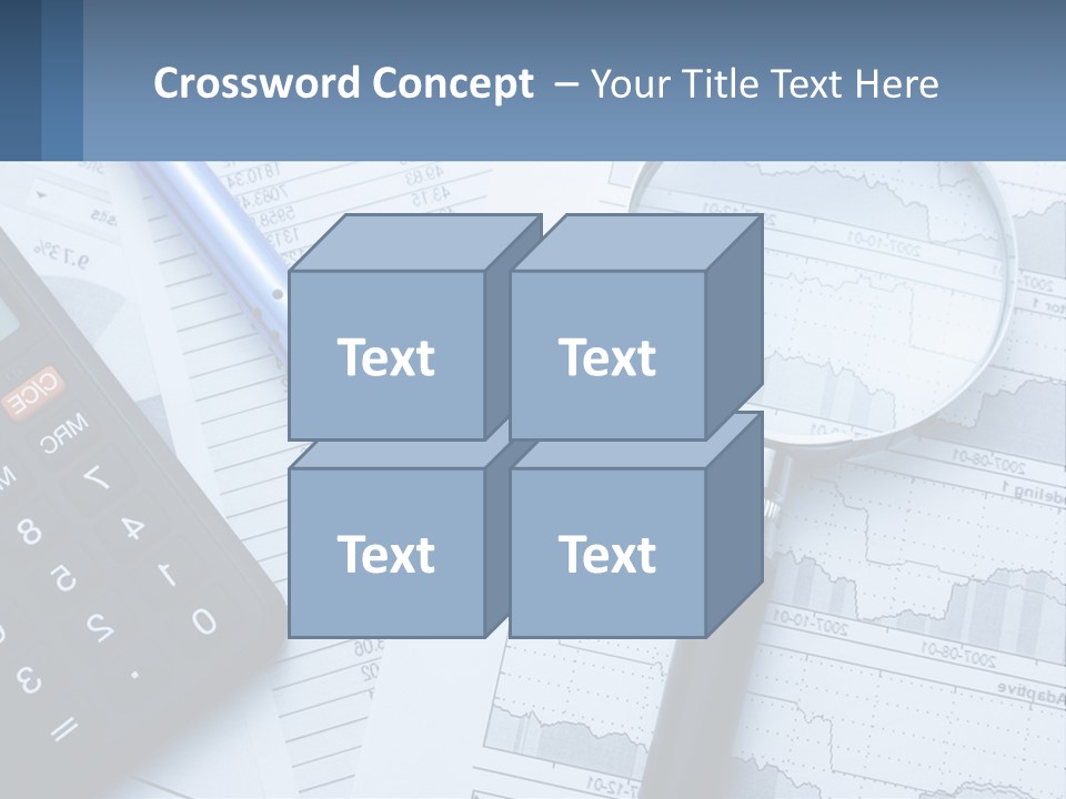 A Magnifying Glass Sitting On Top Of A Desk Next To A Calcula PowerPoint Template