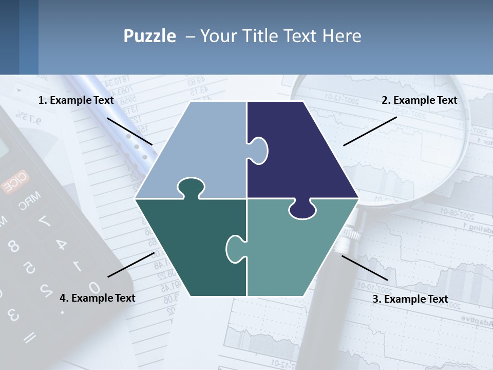 A Magnifying Glass Sitting On Top Of A Desk Next To A Calcula PowerPoint Template