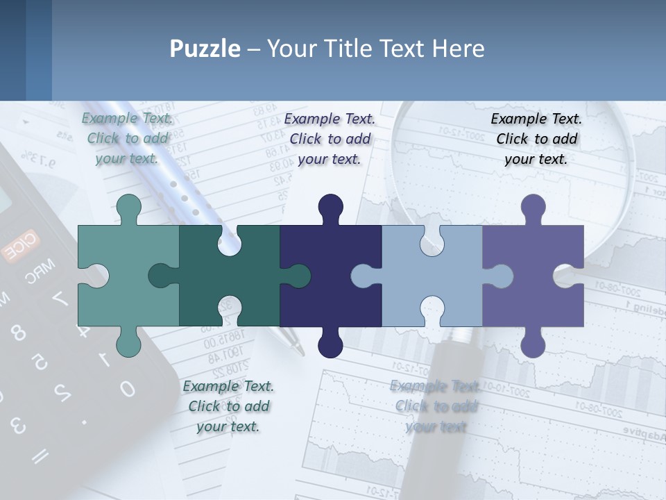 A Magnifying Glass Sitting On Top Of A Desk Next To A Calcula PowerPoint Template