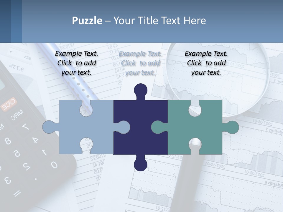 A Magnifying Glass Sitting On Top Of A Desk Next To A Calcula PowerPoint Template