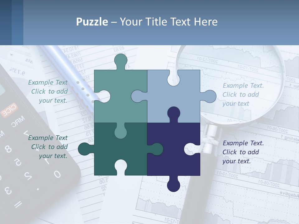 A Magnifying Glass Sitting On Top Of A Desk Next To A Calcula PowerPoint Template