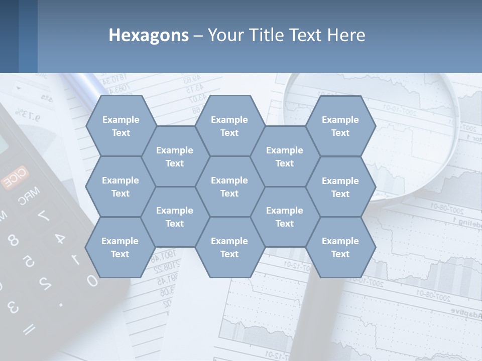 A Magnifying Glass Sitting On Top Of A Desk Next To A Calcula PowerPoint Template