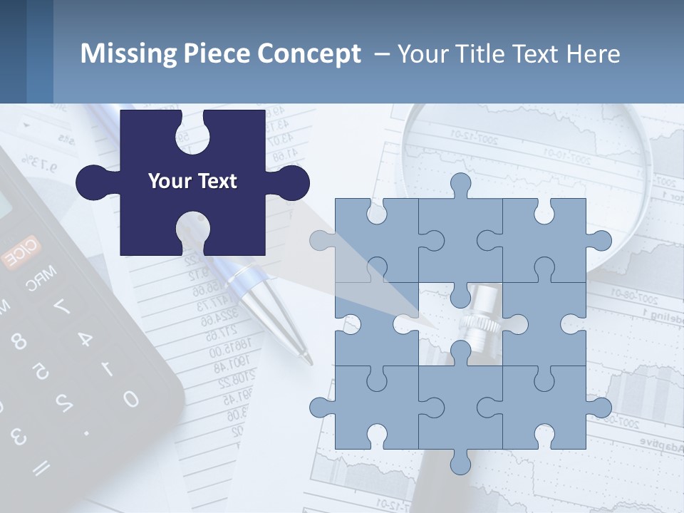 A Magnifying Glass Sitting On Top Of A Desk Next To A Calcula PowerPoint Template