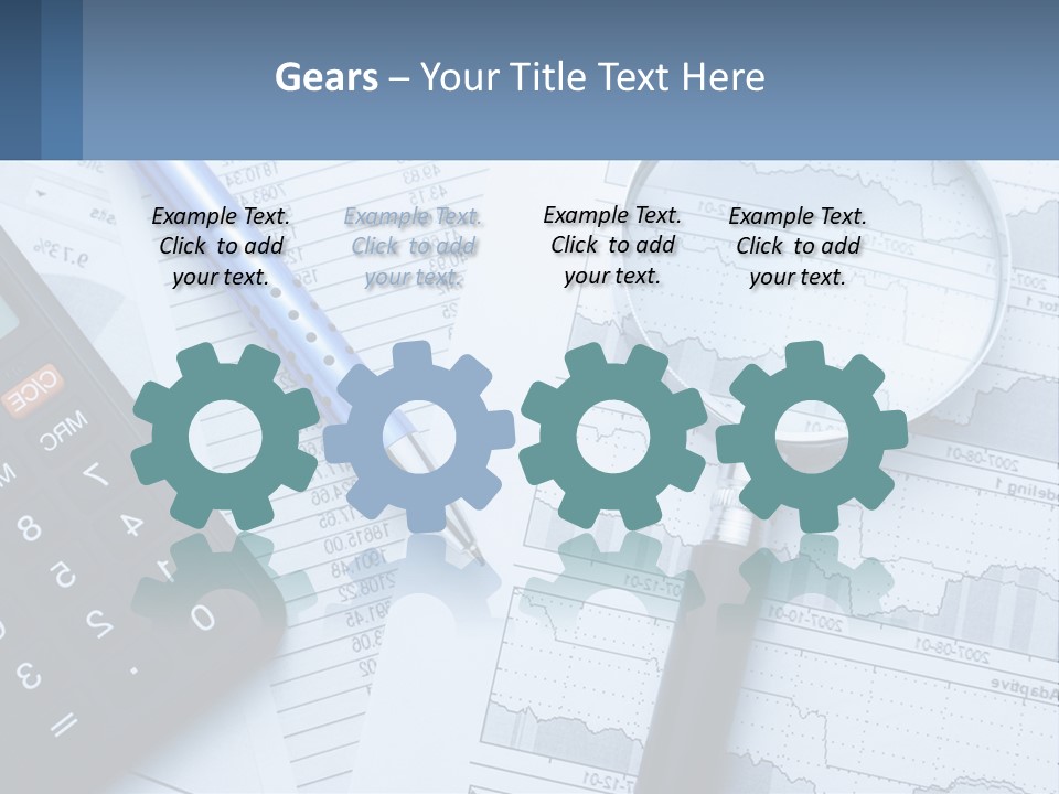A Magnifying Glass Sitting On Top Of A Desk Next To A Calcula PowerPoint Template