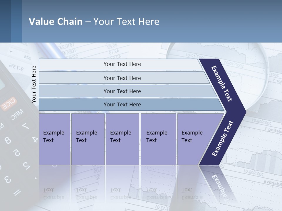 A Magnifying Glass Sitting On Top Of A Desk Next To A Calcula PowerPoint Template