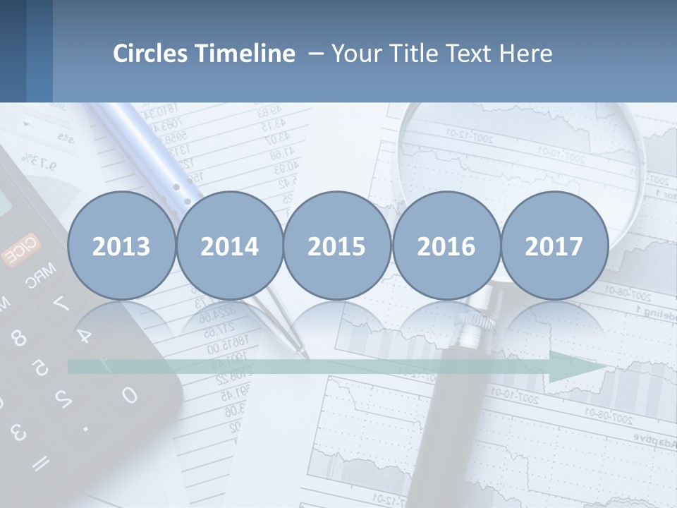 A Magnifying Glass Sitting On Top Of A Desk Next To A Calcula PowerPoint Template