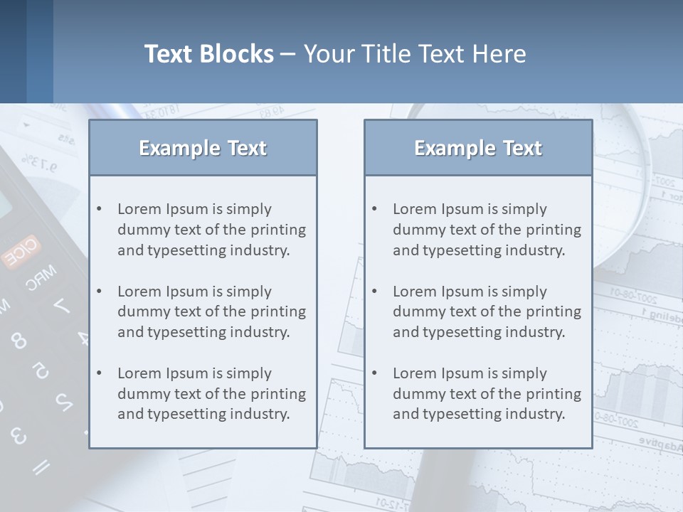 A Magnifying Glass Sitting On Top Of A Desk Next To A Calcula PowerPoint Template