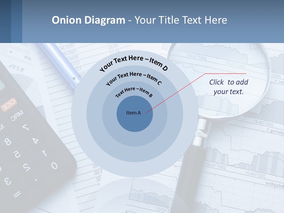 A Magnifying Glass Sitting On Top Of A Desk Next To A Calcula PowerPoint Template