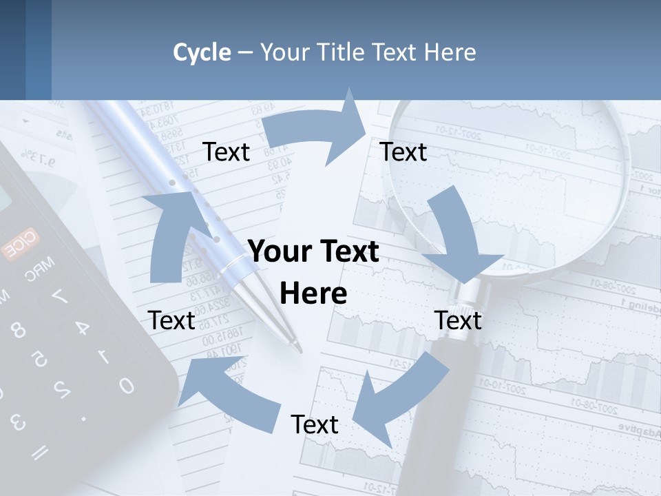 A Magnifying Glass Sitting On Top Of A Desk Next To A Calcula PowerPoint Template