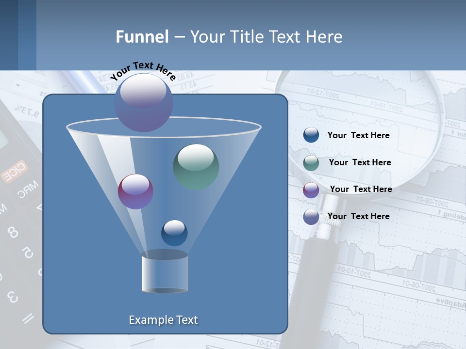 A Magnifying Glass Sitting On Top Of A Desk Next To A Calcula PowerPoint Template