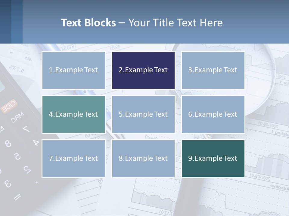 A Magnifying Glass Sitting On Top Of A Desk Next To A Calcula PowerPoint Template