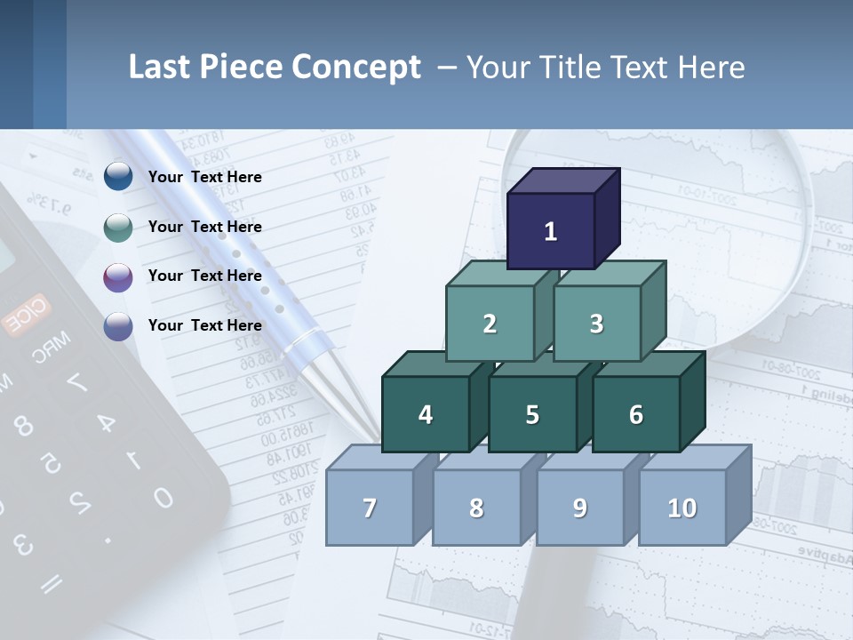 A Magnifying Glass Sitting On Top Of A Desk Next To A Calcula PowerPoint Template
