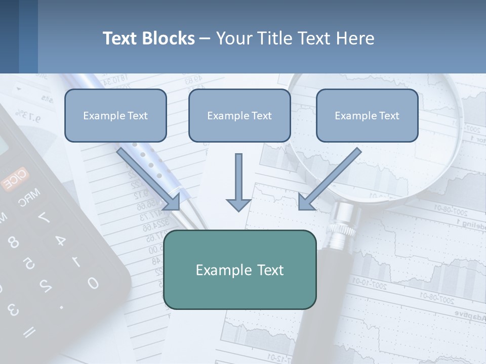 A Magnifying Glass Sitting On Top Of A Desk Next To A Calcula PowerPoint Template