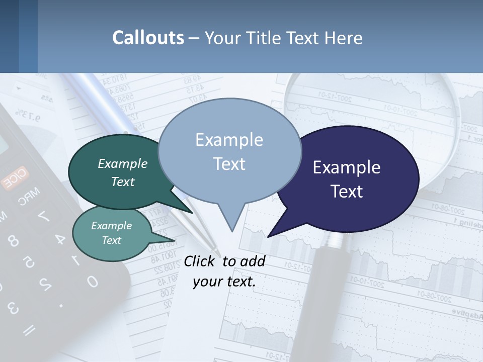 A Magnifying Glass Sitting On Top Of A Desk Next To A Calcula PowerPoint Template
