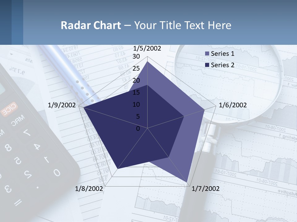 A Magnifying Glass Sitting On Top Of A Desk Next To A Calcula PowerPoint Template