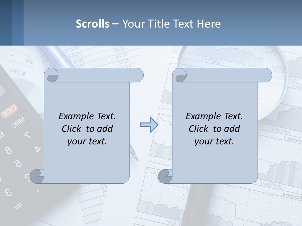 A Magnifying Glass Sitting On Top Of A Desk Next To A Calcula PowerPoint Template