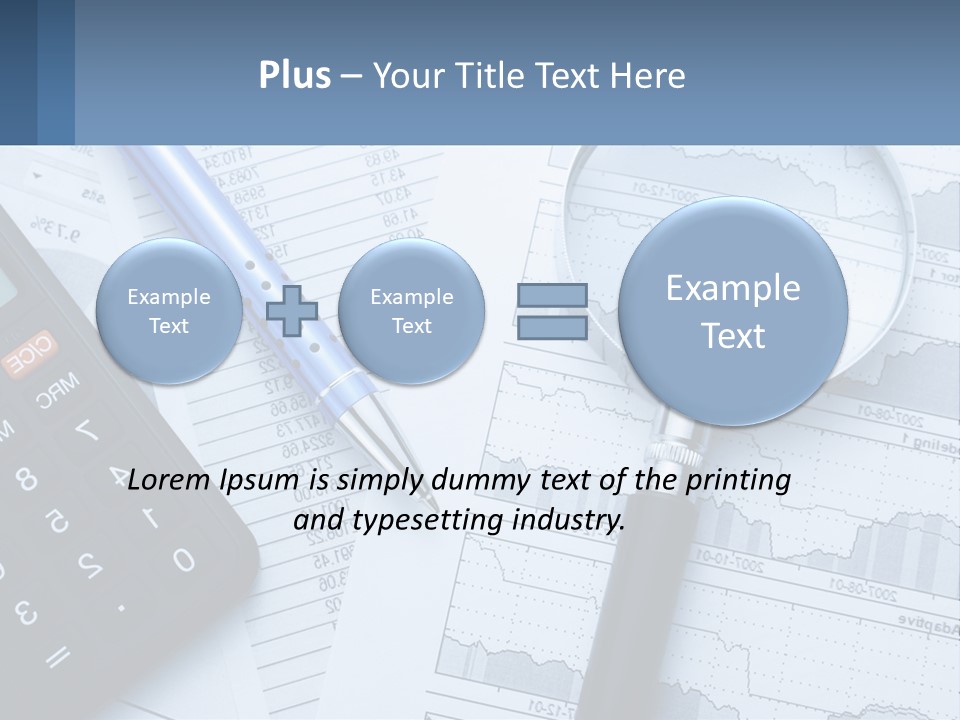 A Magnifying Glass Sitting On Top Of A Desk Next To A Calcula PowerPoint Template