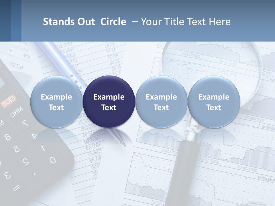 A Magnifying Glass Sitting On Top Of A Desk Next To A Calcula PowerPoint Template