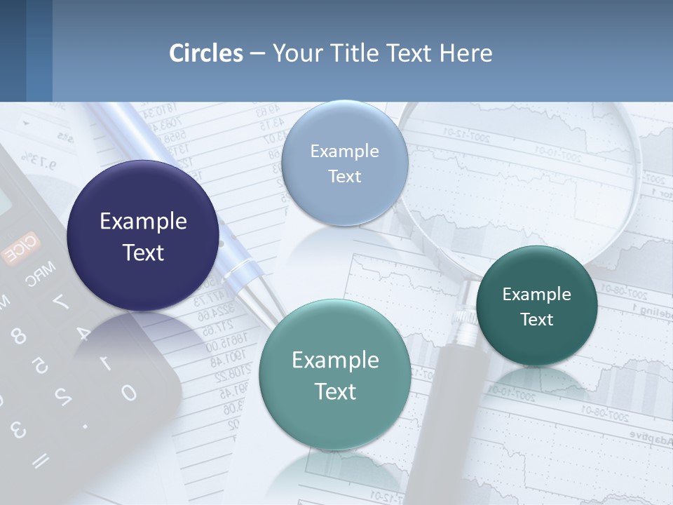 A Magnifying Glass Sitting On Top Of A Desk Next To A Calcula PowerPoint Template