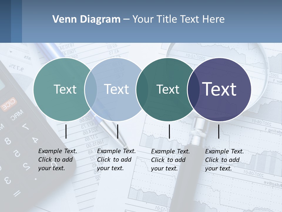 A Magnifying Glass Sitting On Top Of A Desk Next To A Calcula PowerPoint Template