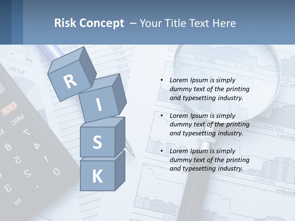 A Magnifying Glass Sitting On Top Of A Desk Next To A Calcula PowerPoint Template