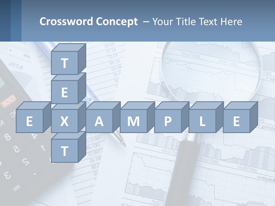 A Magnifying Glass Sitting On Top Of A Desk Next To A Calcula PowerPoint Template
