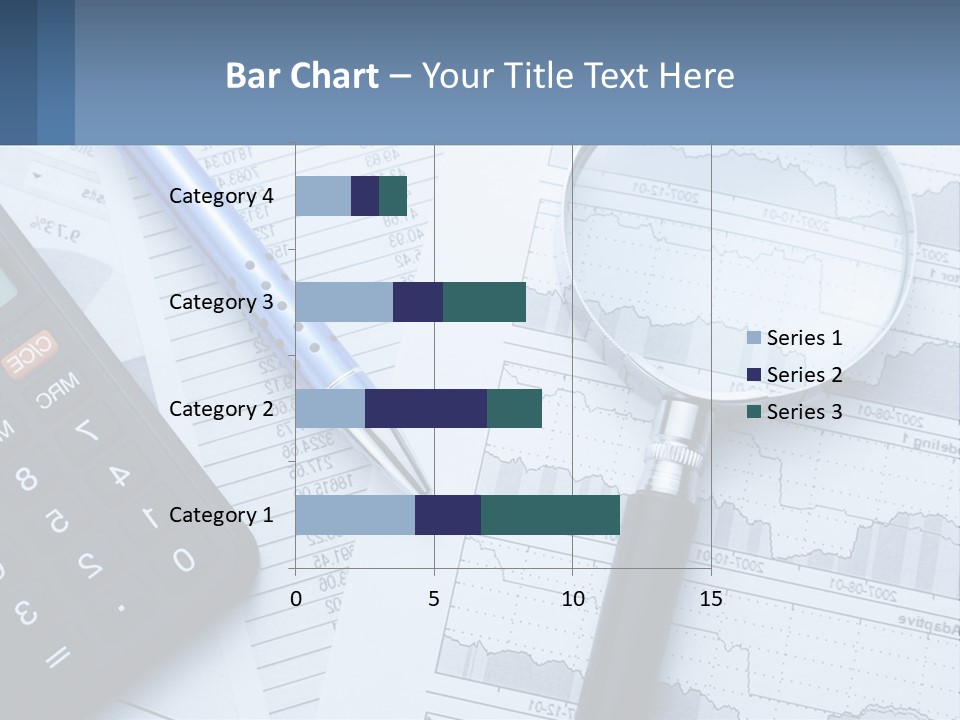 A Magnifying Glass Sitting On Top Of A Desk Next To A Calcula PowerPoint Template