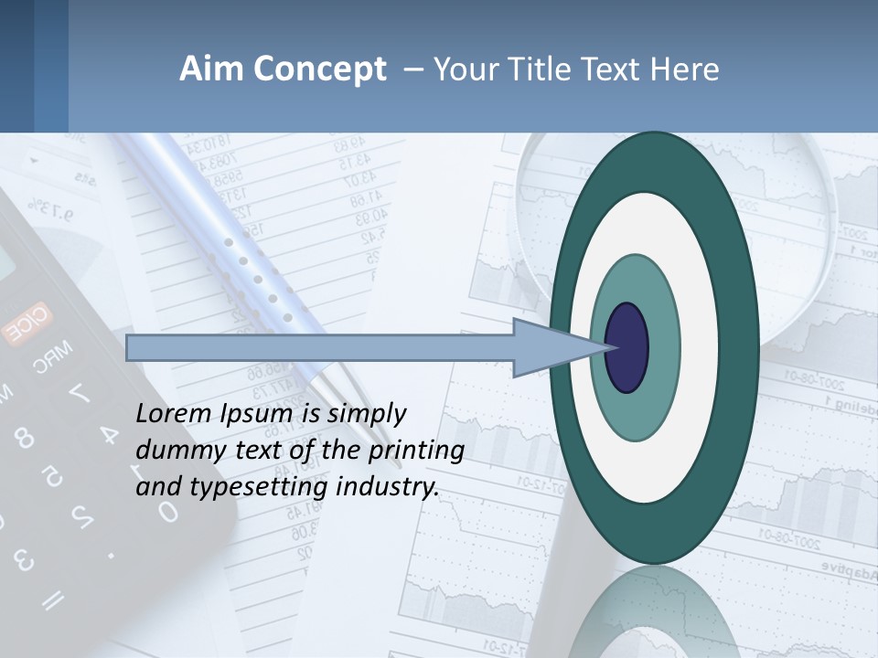 A Magnifying Glass Sitting On Top Of A Desk Next To A Calcula PowerPoint Template