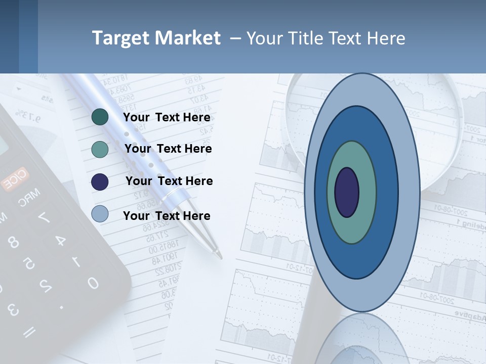 A Magnifying Glass Sitting On Top Of A Desk Next To A Calcula PowerPoint Template