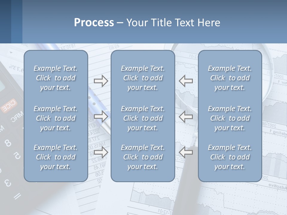 A Magnifying Glass Sitting On Top Of A Desk Next To A Calcula PowerPoint Template