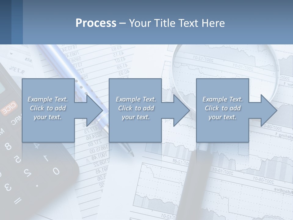 A Magnifying Glass Sitting On Top Of A Desk Next To A Calcula PowerPoint Template