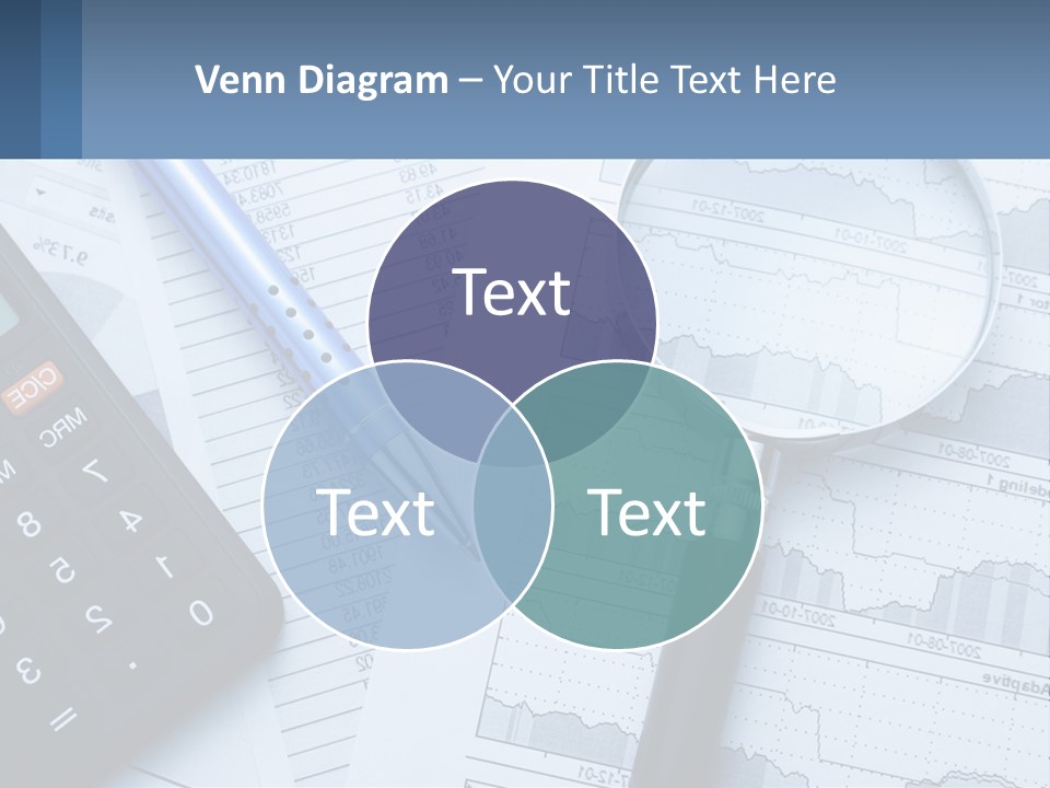 A Magnifying Glass Sitting On Top Of A Desk Next To A Calcula PowerPoint Template