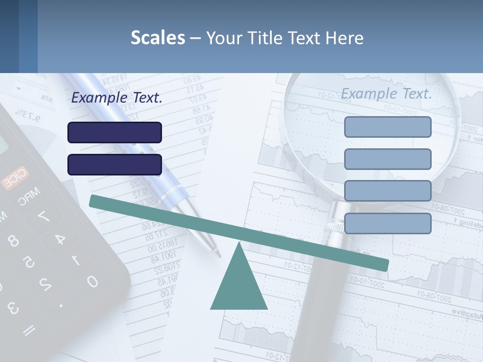 A Magnifying Glass Sitting On Top Of A Desk Next To A Calcula PowerPoint Template