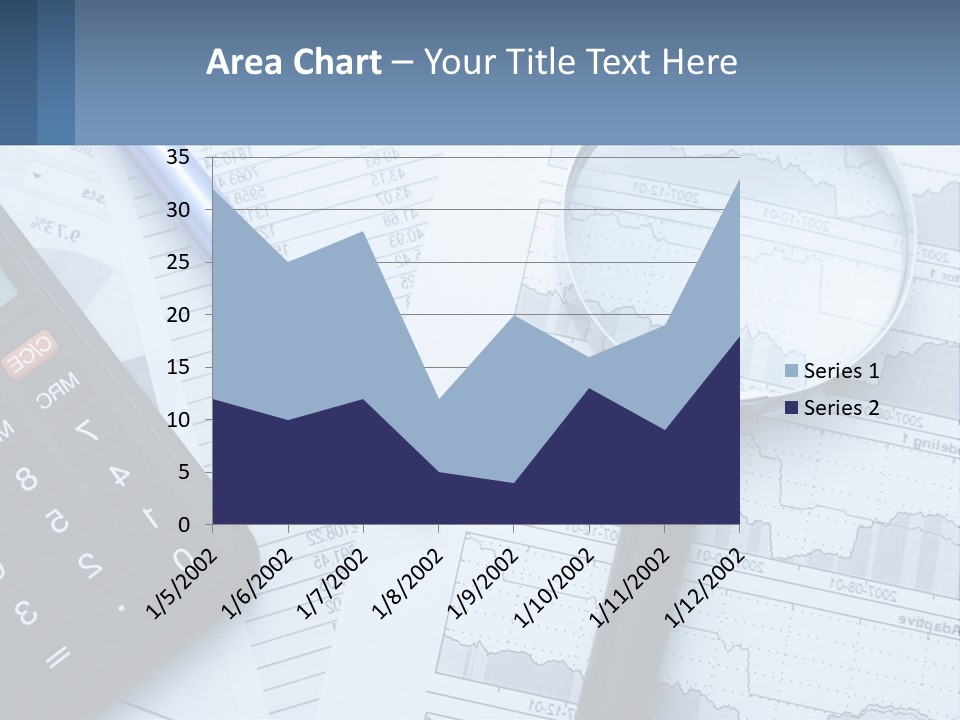 A Magnifying Glass Sitting On Top Of A Desk Next To A Calcula PowerPoint Template