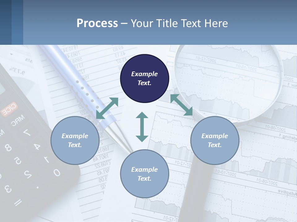 A Magnifying Glass Sitting On Top Of A Desk Next To A Calcula PowerPoint Template