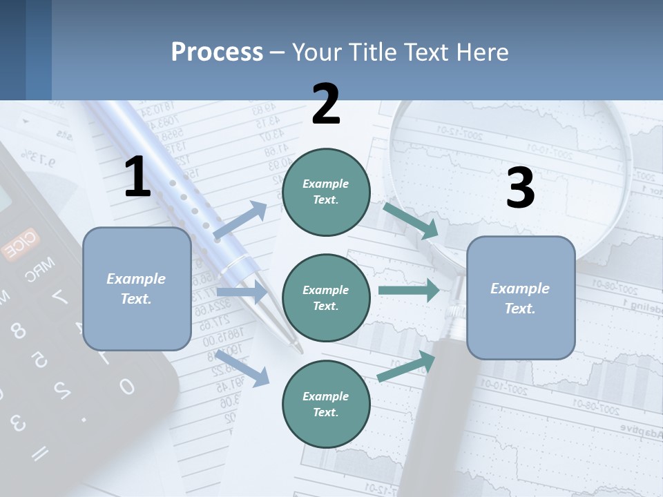 A Magnifying Glass Sitting On Top Of A Desk Next To A Calcula PowerPoint Template