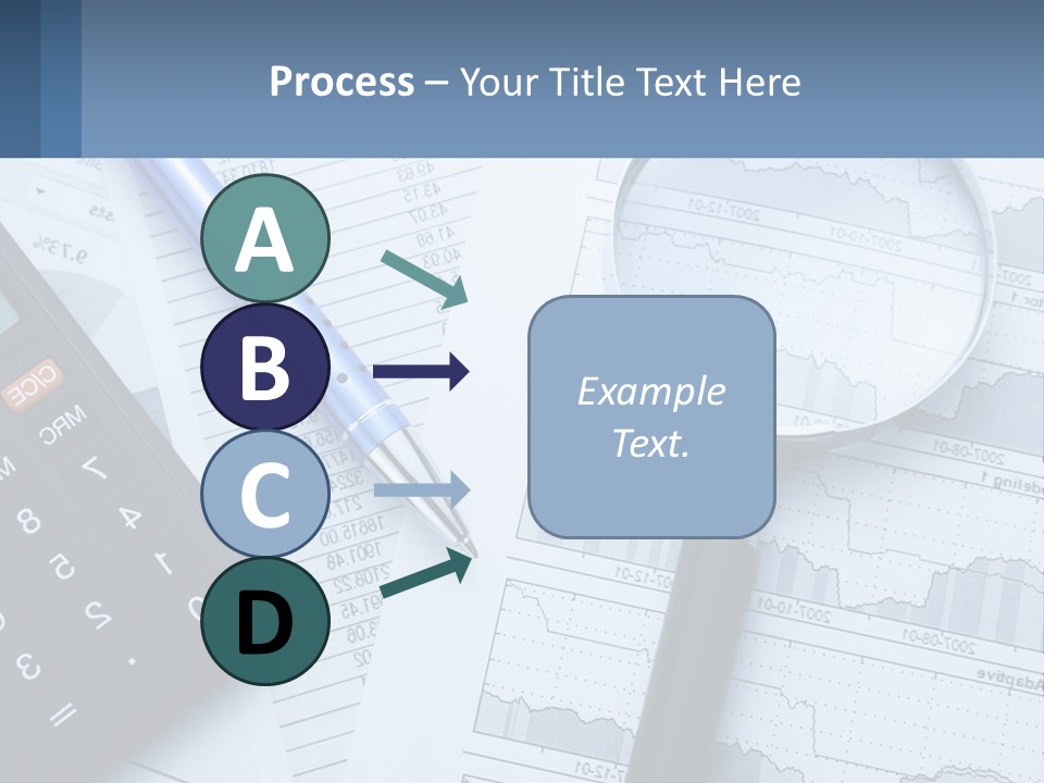 A Magnifying Glass Sitting On Top Of A Desk Next To A Calcula PowerPoint Template