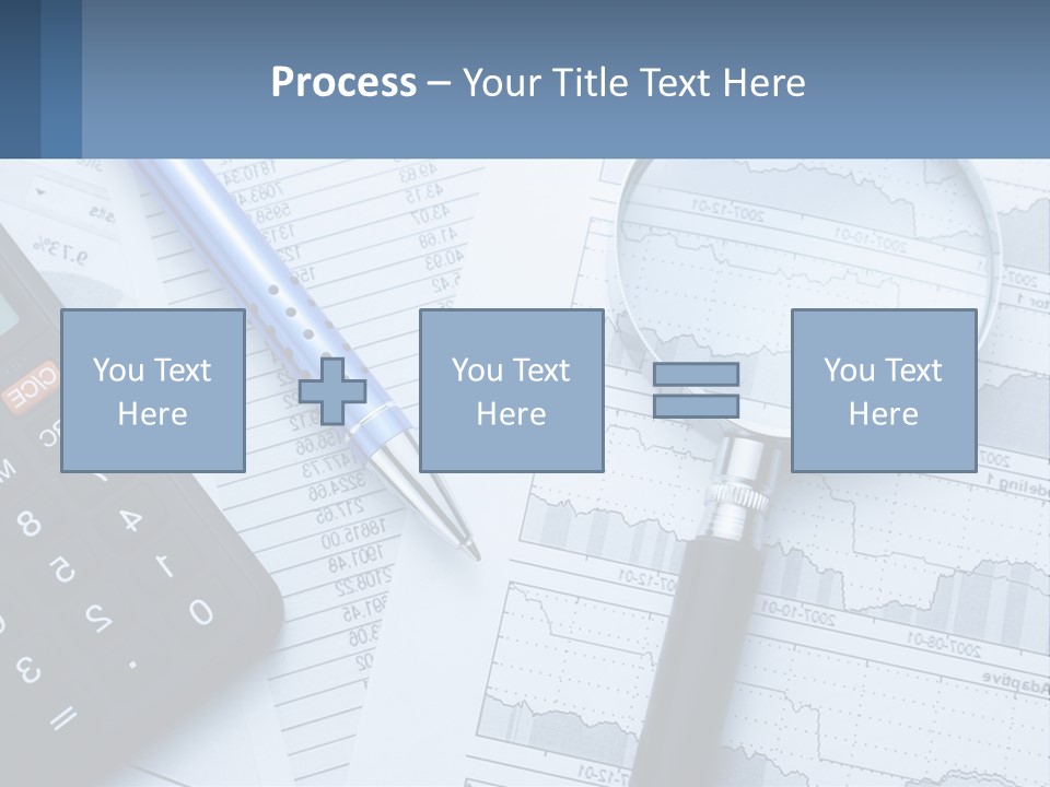 A Magnifying Glass Sitting On Top Of A Desk Next To A Calcula PowerPoint Template