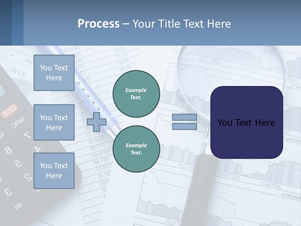 A Magnifying Glass Sitting On Top Of A Desk Next To A Calcula PowerPoint Template