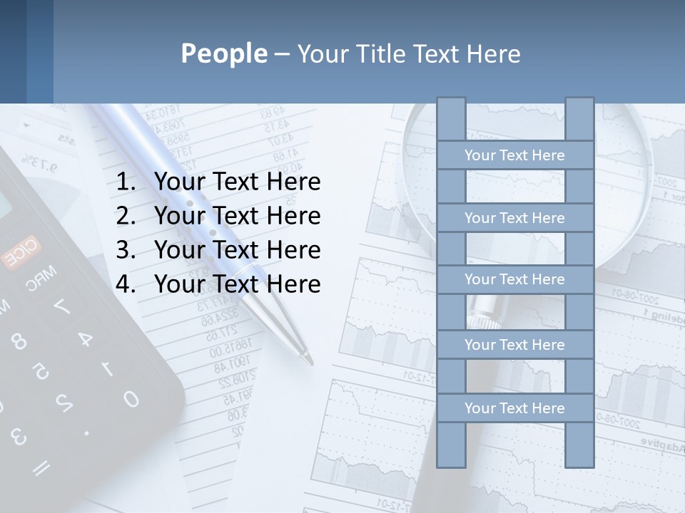 A Magnifying Glass Sitting On Top Of A Desk Next To A Calcula PowerPoint Template