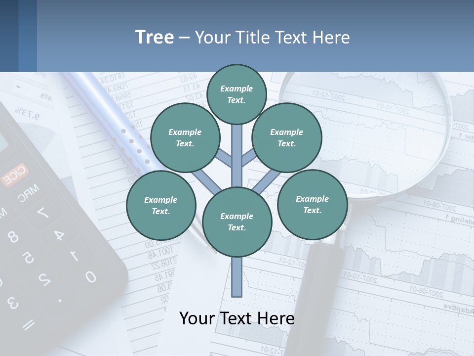 A Magnifying Glass Sitting On Top Of A Desk Next To A Calcula PowerPoint Template
