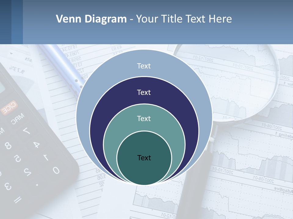 A Magnifying Glass Sitting On Top Of A Desk Next To A Calcula PowerPoint Template