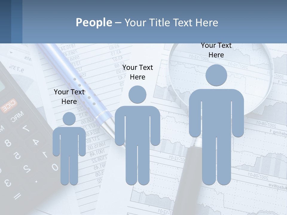 A Magnifying Glass Sitting On Top Of A Desk Next To A Calcula PowerPoint Template