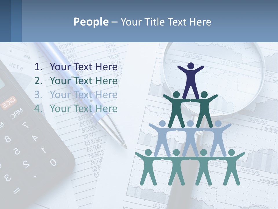 A Magnifying Glass Sitting On Top Of A Desk Next To A Calcula PowerPoint Template