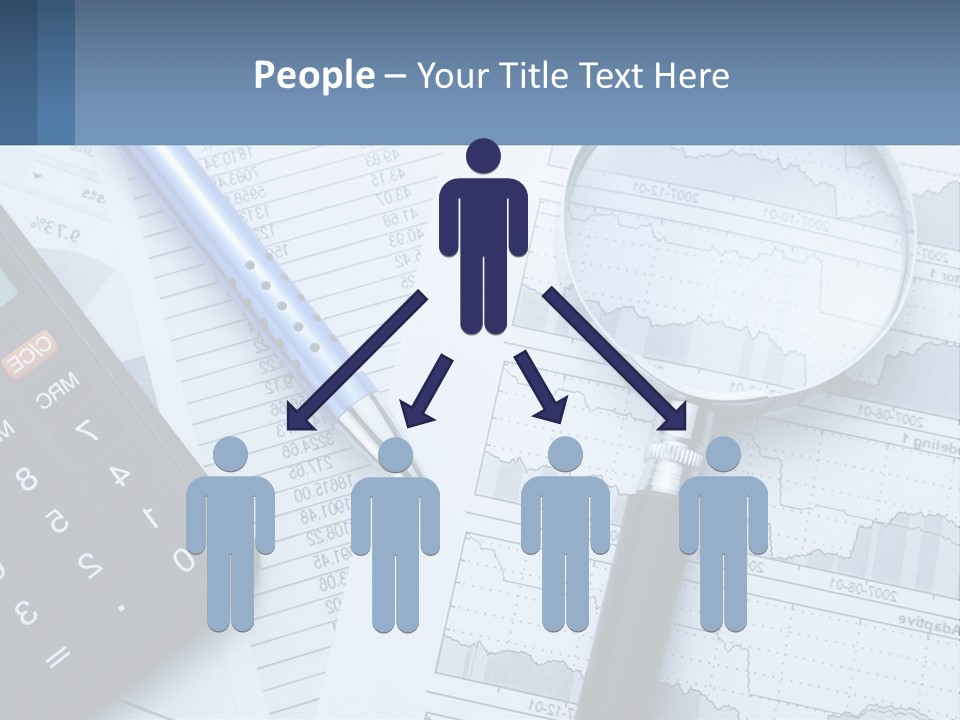 A Magnifying Glass Sitting On Top Of A Desk Next To A Calcula PowerPoint Template