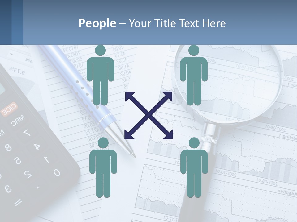 A Magnifying Glass Sitting On Top Of A Desk Next To A Calcula PowerPoint Template