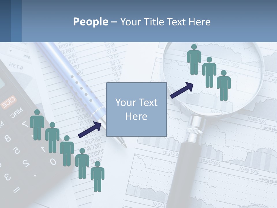 A Magnifying Glass Sitting On Top Of A Desk Next To A Calcula PowerPoint Template
