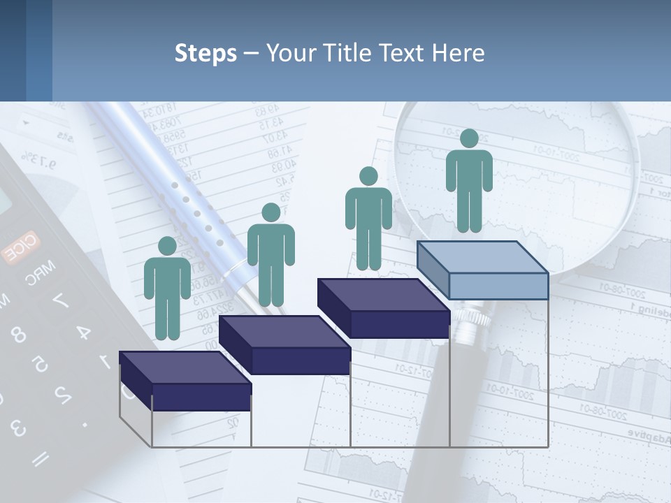 A Magnifying Glass Sitting On Top Of A Desk Next To A Calcula PowerPoint Template