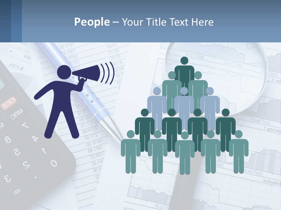 A Magnifying Glass Sitting On Top Of A Desk Next To A Calcula PowerPoint Template